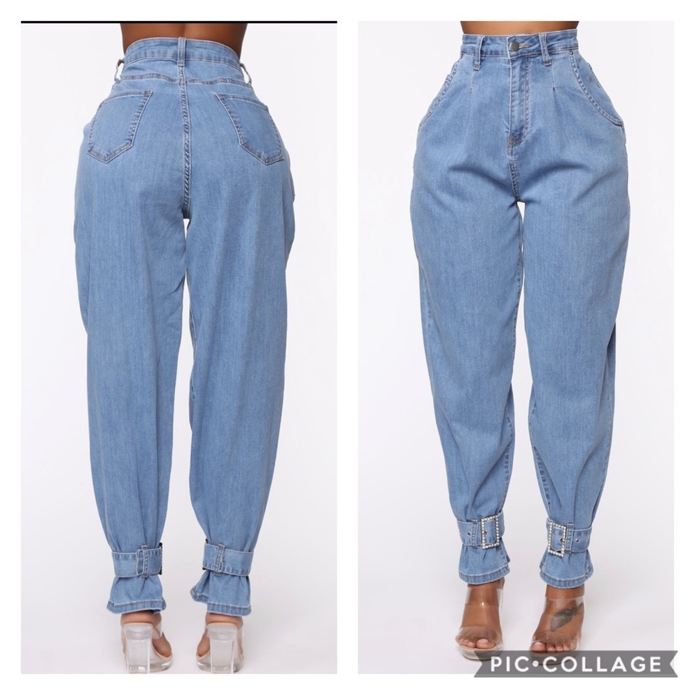 She's Glam Rhinestone Ankle Balloon Jeans